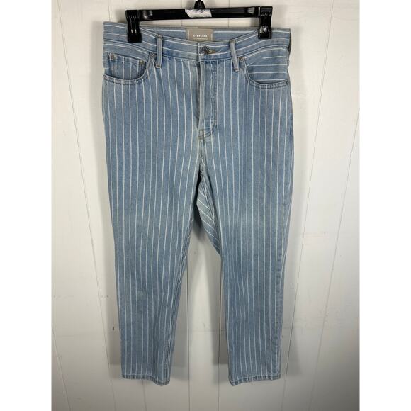 Everlane The 90’s Cheeky Button Fly Ankle Pinstripe Women 29 Crop Jean - Picture 1 of 6
